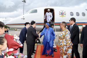 CHINA-GUANGDONG-GUANGZHOU-PRESIDENTA DE NAMIBIA-LLEGADA