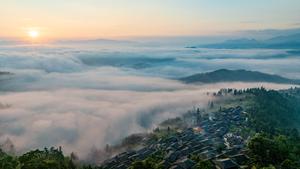 CHINA-GUIZHOU-CONGJIANG-AMANECER-PAISAJE