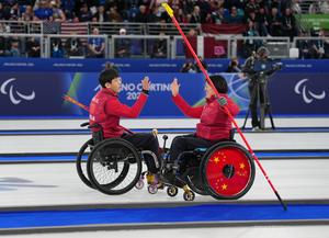 ITALIA-CORTINA D'AMPEZZO-JUEGOS PARALIMPICOS DE INVIERNO-CURLING EN SILLA DE RUEDAS-DOBLES MIXTOS-ENCUENTRO POR LA MEDALLA DE ORO-CHINA VS REPUBLICA DE COREA