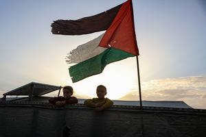 MEDIO ORIENTE-GAZA-CAMPAMENTO DE REFUGIADOS DE AL-SHATI-NIÑOS DESPLAZADOS