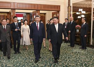 RPDC-PYONGYANG-CHINA-XI JINPING-KIM JONG UN-ALMUERZO