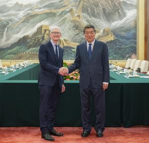 CHINA-BEIJING-HE LIFENG-TIM COOK-REUNION