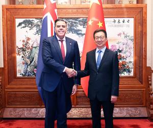 CHINA-BEIJING-HAN ZHENG-AUSTRALIA-PRESIDENTE DE LA CAMARA DE REPRESENTANTES-REUNION