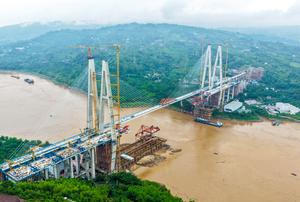 CHINA-CHONGQING-FERROCARRIL DE ALTA VELOCIDAD-PUENTE-CIERRE