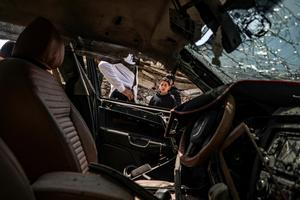 MEDIO ORIENTE-CIUDAD DE GAZA-ATAQUE AEREO-VEHICULO DAÑADO