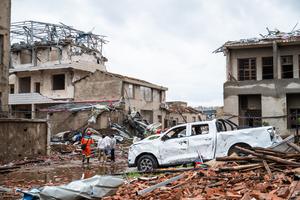 CHINA-HUBEI-HUANGGANG-TORNADO-RESCATE