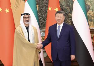 CHINA-BEIJING-XI JINPING-EAU-PRINCIPE HEREDERO DE ABU DHABI-REUNION