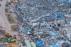 CHINA-HUBEI-HUANGGANG-TORNADO-RESCATE