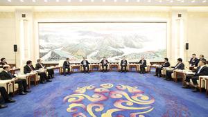 (DOS SESIONES) CHINA-BEIJING-CCPPCh-WANG HUNING-REPRESENTANTES DE PRENSA-VISITA