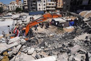 MEDIO ORIENTE-CIUDAD DE GAZA-EDIFICIO-COLAPSO