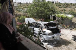 MEDIO ORIENTE-CISJORDANIA-HEBRON-VEHICULO DAÑADO