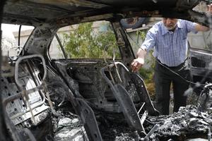 MEDIO ORIENTE-CISJORDANIA-HEBRON-VEHICULO DAÑADO
