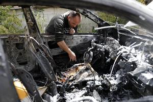 MEDIO ORIENTE-CISJORDANIA-HEBRON-VEHICULO DAÑADO