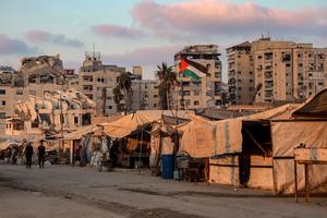MEDIO ORIENTE-CIUDAD DE GAZA-TIENDAS DE CAMPAÑA-PERSONAS DESPLAZADAS