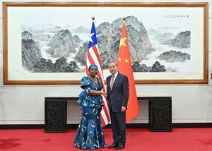 CHINA-BEIJING-WANG YI-MINISTRA DE RELACIONES EXTERIORES DE LIBERIA-CONVERSACIONES
