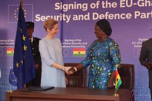 GHANA-ACCRA-UE-ACUERDO DE ASOCIACION EN MATERIA DE SEGURIDAD-CEREMONIA DE FIRMA