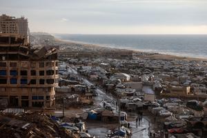 MEDIO ORIENTE-CIUDAD DE GAZA-TIENDAS DE CAMPAÑA TEMPORALES-PALESTINOS DESPLAZADOS