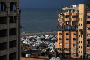 MEDIO ORIENTE-CIUDAD DE GAZA-TIENDAS DE CAMPAÑA TEMPORALES-PALESTINOS DESPLAZADOS