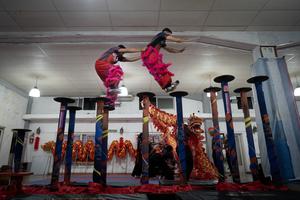 ARGENTINA-HAEDO-DANZA DEL LEON SOBRE POSTES