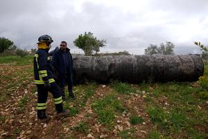 MEDIO ORIENTE-CISJORDANIA-RAMALLAH-RESTOS DE MISIL
