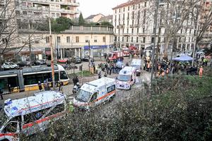 ITALIA-MILAN-DESCARRILAMIENTO DE TRANVIA