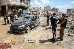 MEDIO ORIENTE-CIUDAD DE GAZA-ATAQUE AEREO-VEHICULO DAÑADO