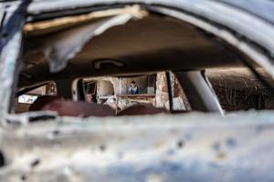 MEDIO ORIENTE-CIUDAD DE GAZA-ATAQUE AEREO-VEHICULO DAÑADO