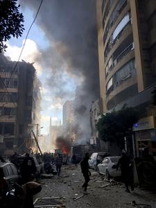 LIBANO-BEIRUT-ATAQUE AEREO-SECUELAS