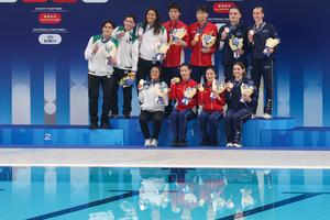 CHINA-BEIJING-CLAVADOS-COPA DEL MUNDO DE WORLD AQUATICS-SUPERFINAL-EQUIPOS MIXTOS 3M Y 10M