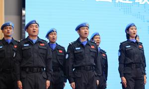 CHINA-BEIJING-EQUIPOS DE MANTENIMIENTO DE LA PAZ-CEREMONIA DE DESPEDIDA