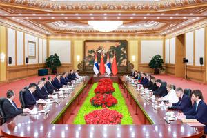CHINA-BEIJING-XI JINPING-PRESIDENTE SERBIO-CONVERSACIONES