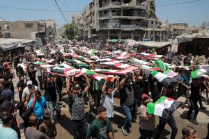 MEDIO ORIENTE-CIUDAD DE GAZA-FUNERAL MASIVO