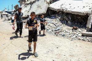 MEDIO ORIENTE-GAZA-CAMPAMENTO DE REFUGIADOS DE JABALIA-COMIDA GRATUITA